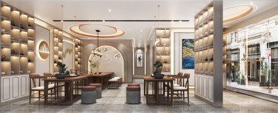 新中式茶叶店3D模型下载